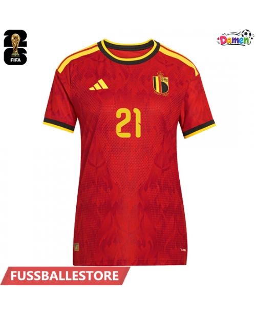 Günstige Belgien Timothy Castagne #21 Heimtrikot Damen WM 2026 Kurzarm
